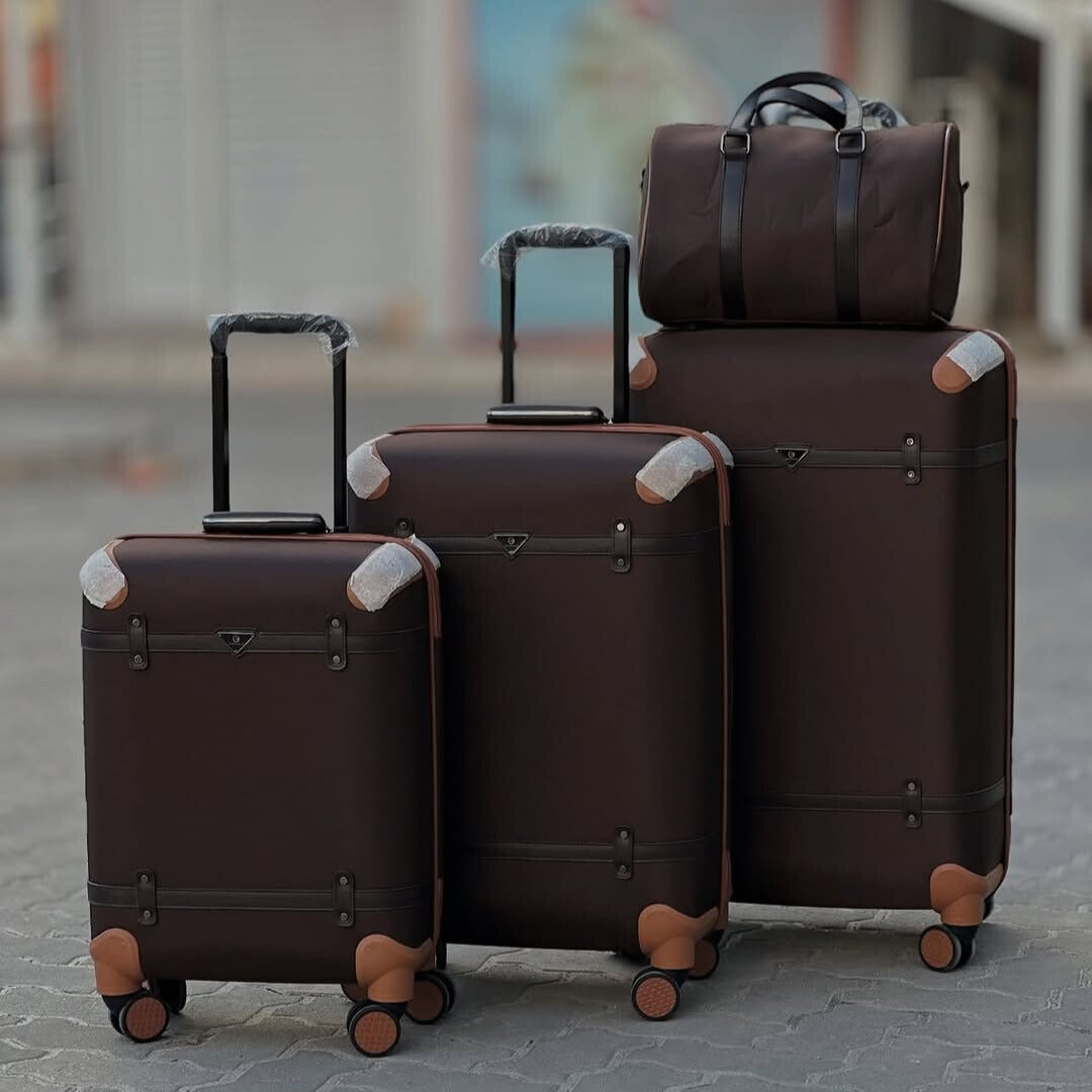 Ensemble de Bagages Luxe "Édition Vintage" – Set de 5 Pièces (3 Valises + 2 Sac)