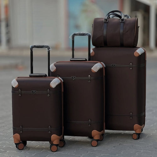 Ensemble de Bagages Luxe "Édition Vintage" – Set de 5 Pièces (3 Valises + 2 Sac)