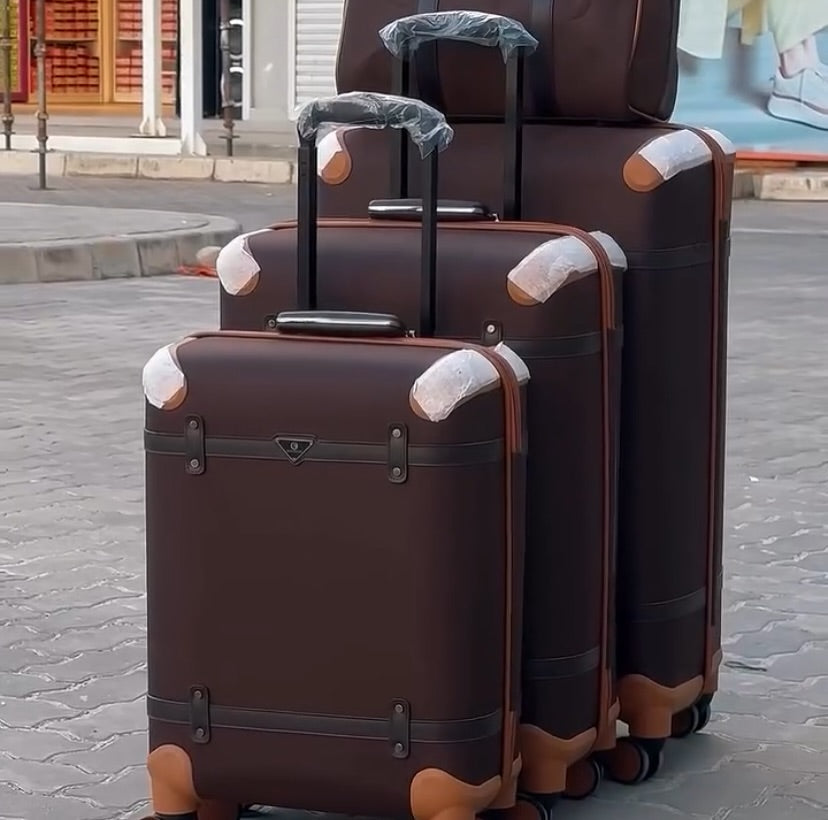 Ensemble de Bagages Luxe "Édition Vintage" – Set de 5 Pièces (3 Valises + 2 Sac)