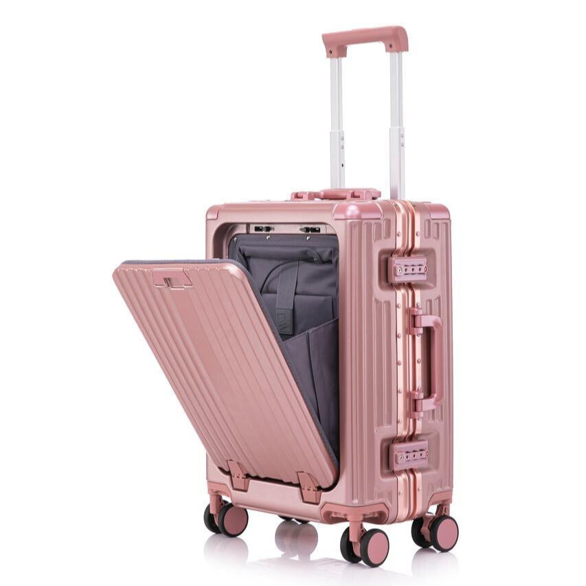 Valise Cabine Aluminium 20" avec Port USB & Compartiment PC – Livraison Maroc