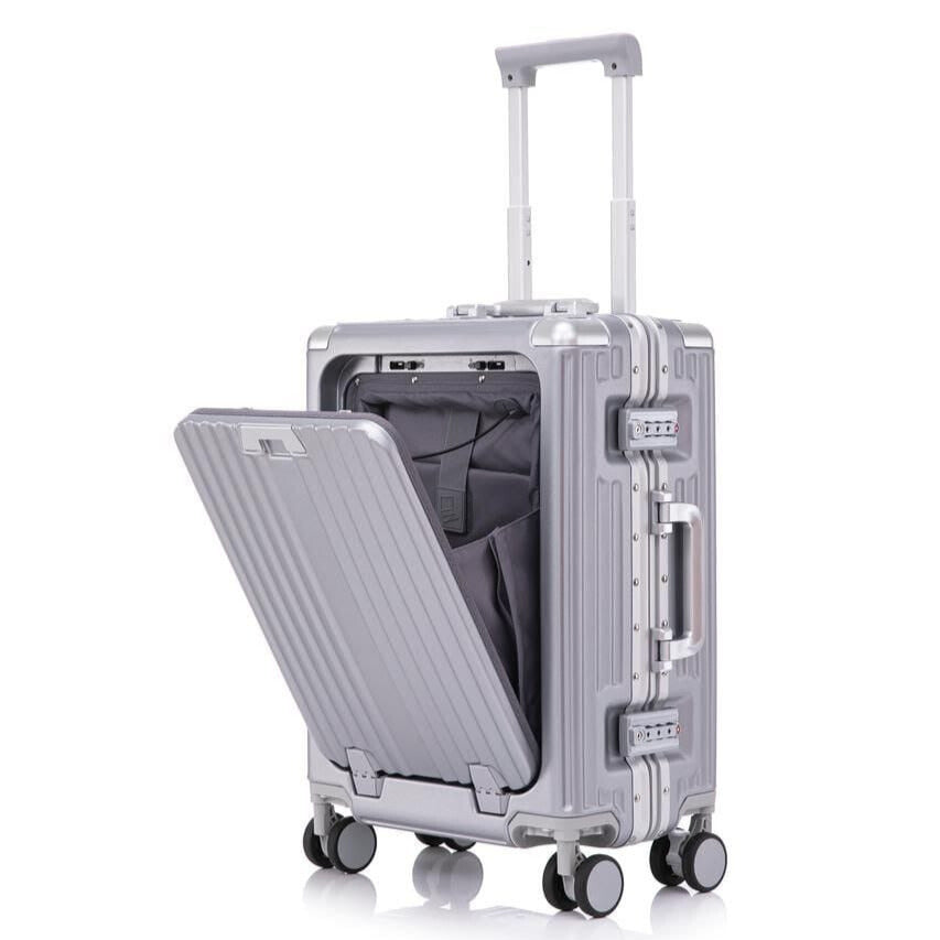 Valise Cabine Aluminium 20" avec Port USB & Compartiment PC – Livraison Maroc